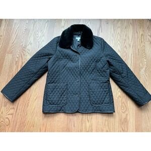 Charter Club‎ Quilted Jacket Women's Size Large Faux Fur Lightweight